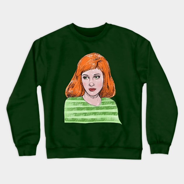 The Pensive Redhead Digital Sketchbook Drawing Pretty Lady Crewneck Sweatshirt by Tessa McSorley